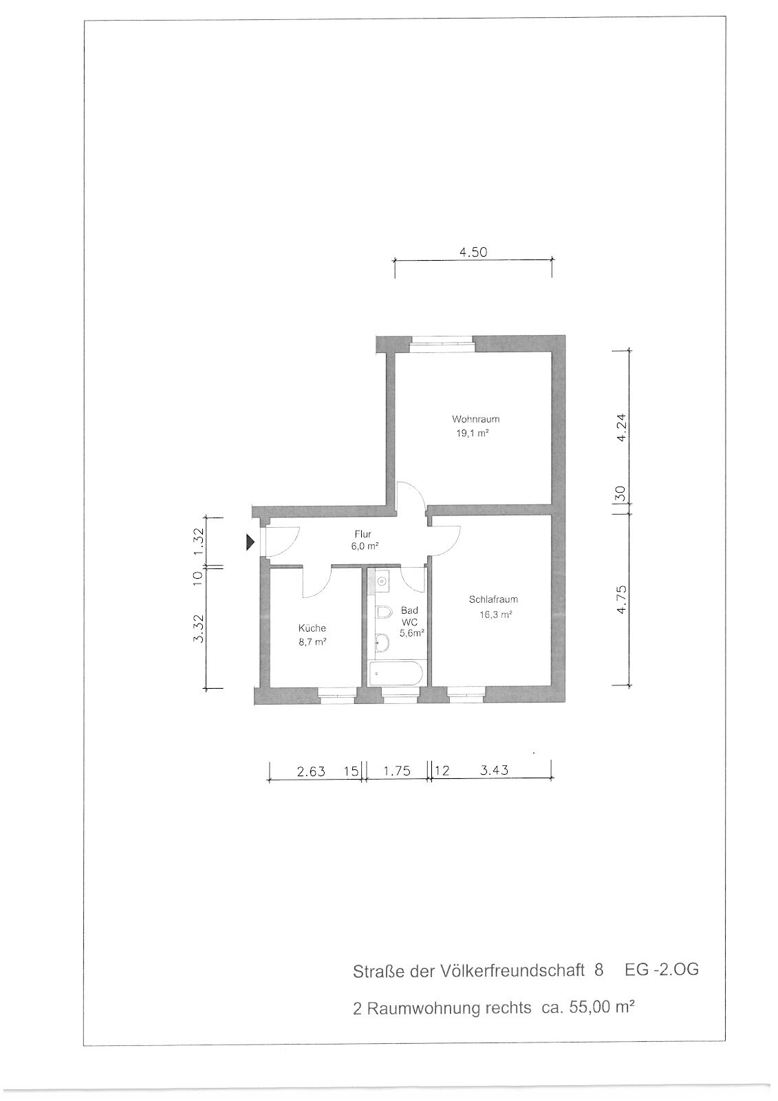 Wohnung zur Miete 310 € 2 Zimmer 55,2 m²<br/>Wohnfläche 2.<br/>Geschoss Straße der Völkerfreundschaft 8 Zwötzen Gera 07551