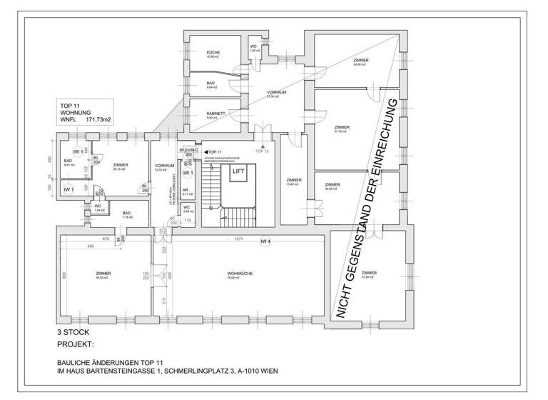 Wohnung zur Miete 4.139 € 3 Zimmer 171,7 m² 3. Geschoss Schmerlingplatz 3 Wien 1010