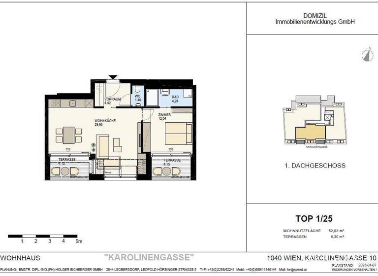 Wohnung zum Kauf - Erstbezug 842.700 € 2 Zimmer 52,1 m² 5. Geschoss Wien 1040
