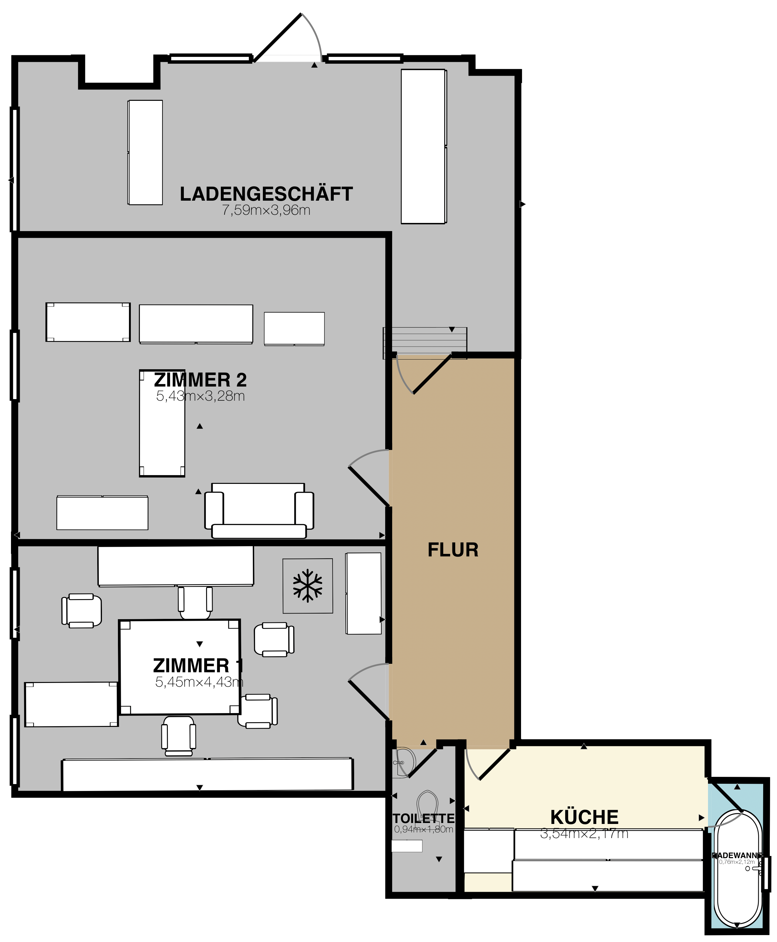 Bürofläche zur Miete 18 € 2 Zimmer 95 m²<br/>Bürofläche Konkordiastr. 15 Wilhelmstadt Berlin 13595