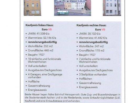 Mehrfamilienhaus zum Kauf provisionsfrei als Kapitalanlage geeignet 444.000 € 170 m² 170 m² Grundstück Herzogenrath 52134