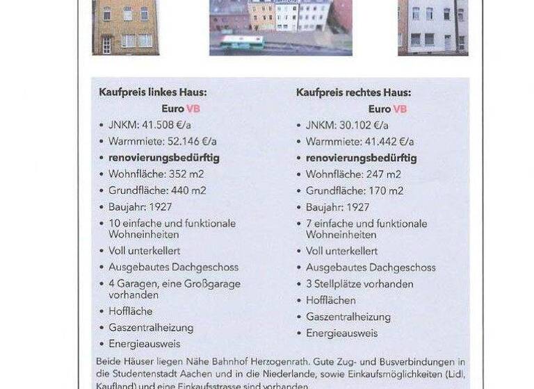 Mehrfamilienhaus zum Kauf provisionsfrei als Kapitalanlage geeignet 444.000 € 170 m² 170 m² Grundstück Herzogenrath 52134