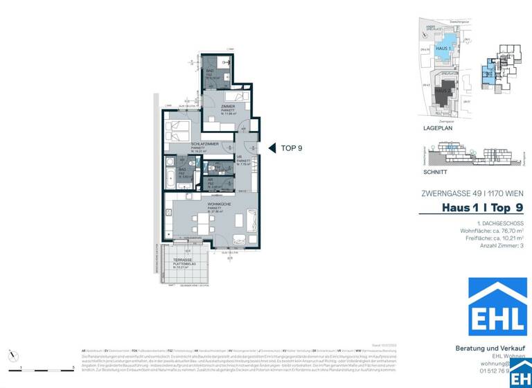 Wohnung zum Kauf - Erstbezug provisionsfrei 726.180 € 3 Zimmer 78,8 m² 2. Geschoss Zwerngasse Wien 1170