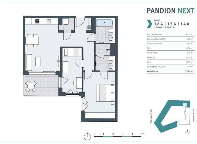Wohnung zur Miete - Erstbezug 1.790 € 3 Zimmer 75,8 m² 2. Geschoss frei ab sofort Völklinger Straße 2b Unterbilk Düsseldorf 40219