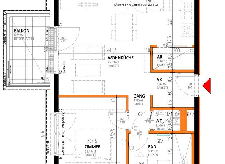Wohnung zum Kauf - Erstbezug 324.000 € 2 Zimmer 50,5 m² 5. Geschoss Laxenburger Straße Wien 1100
