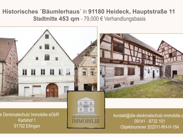 Stadthaus zum Kauf 79.000 € 204,4 m² 453 m² Grundstück Hauptstr. 11 Heideck Heideck 91180