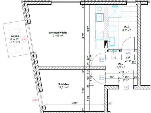 Wohnung zur Miete 819 € 2 Zimmer 46,6 m² Geschoss 2/3 frei ab sofort Neuruppin Neuruppin 16816