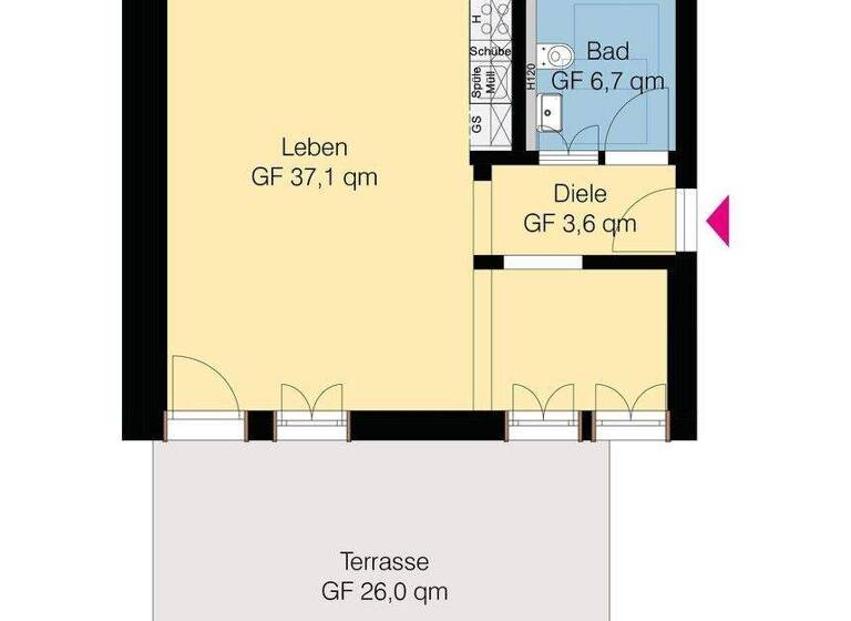 Studio zur Miete - Erstbezug 750 € 1 Zimmer 60 m² EG Am Küsterberg 6A Ehmen Wolfsburg 38442