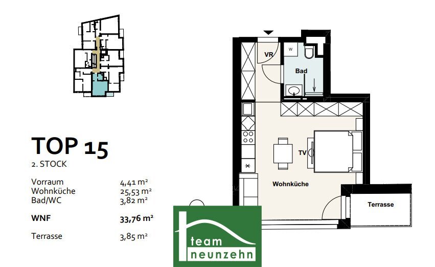 Wohnung zum Kauf 226.810 € 1 Zimmer 33,1 m²<br/>Wohnfläche 2.<br/>Geschoss Baumergasse 2a Wien 1210