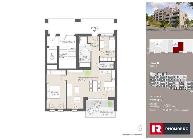 Wohnung zum Kauf - Erstbezug 565.000 € 3 Zimmer 89 m² Ostrachweg 10 Halde Kempten (Allgäu) 87439